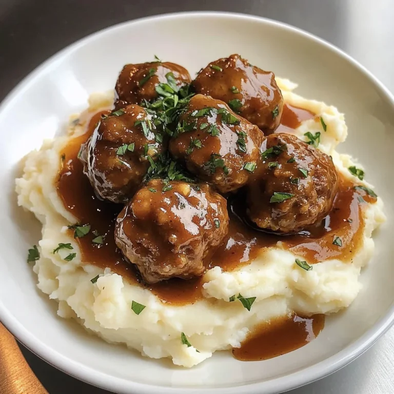 Salisbury Meatballs and Mashed Potatoes Recipe