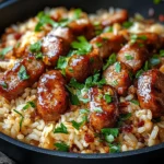 One-Pan Sweet and Tangy BBQ Sausage Rice