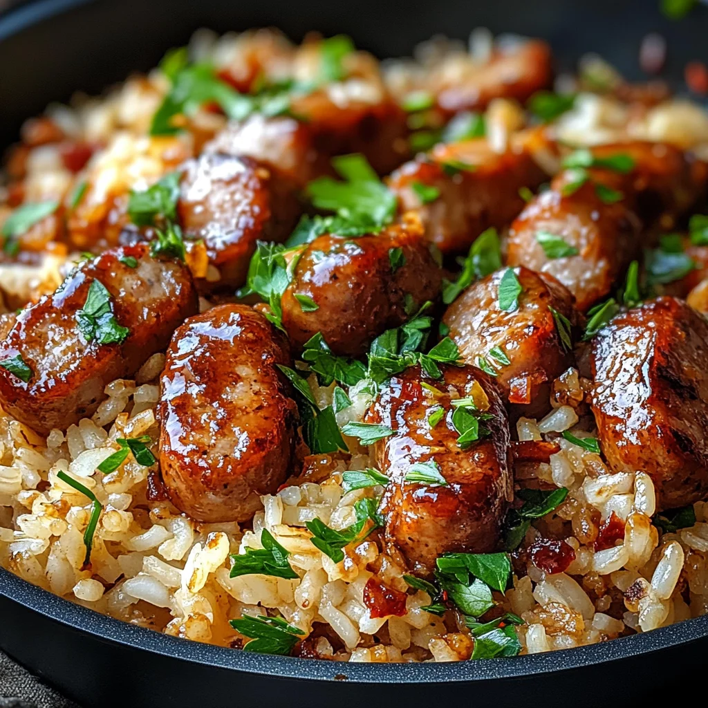 One-Pan Sweet and Tangy BBQ Sausage Rice