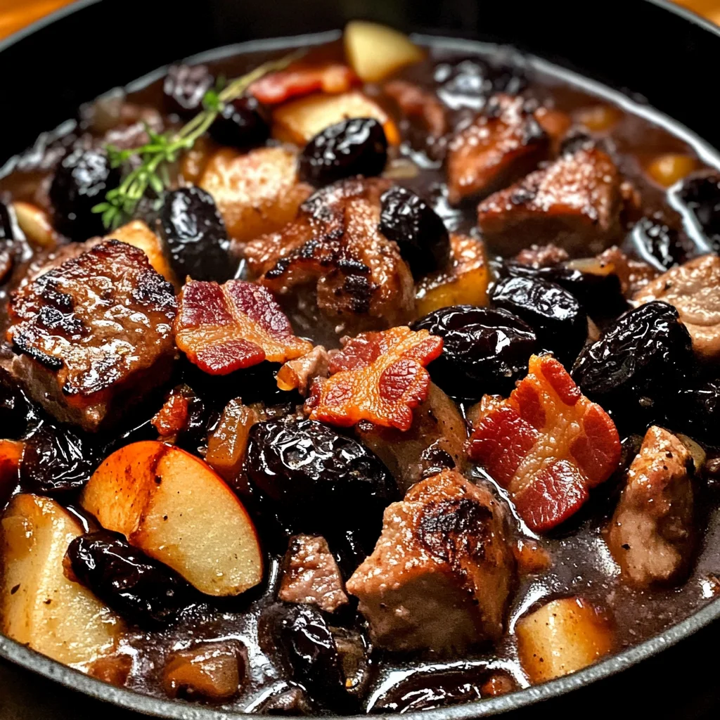 Pork Stew with Bacon, Apples, and Prunes