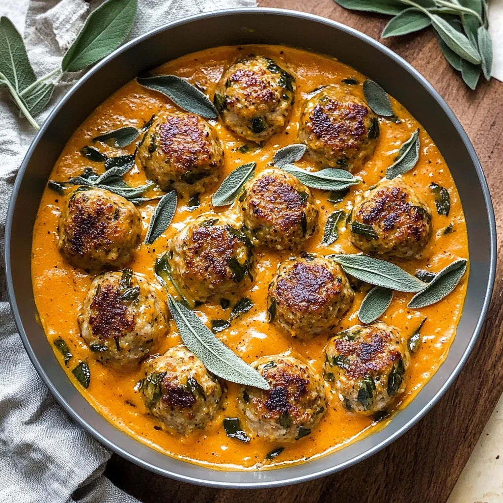Turkey Meatballs in Pumpkin Sage Sauce