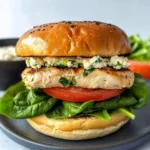 Chicken Burger with Feta Cheese and Spinach