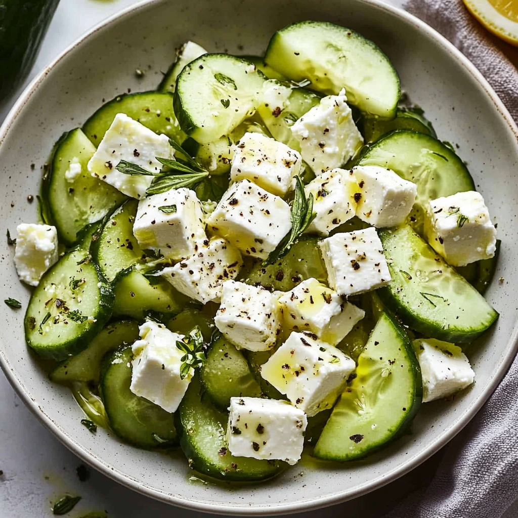 Cucumber Feta Salad with Lemon Greek Vinaigrette