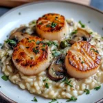 Easy Seared Scallops with Mushroom Risotto