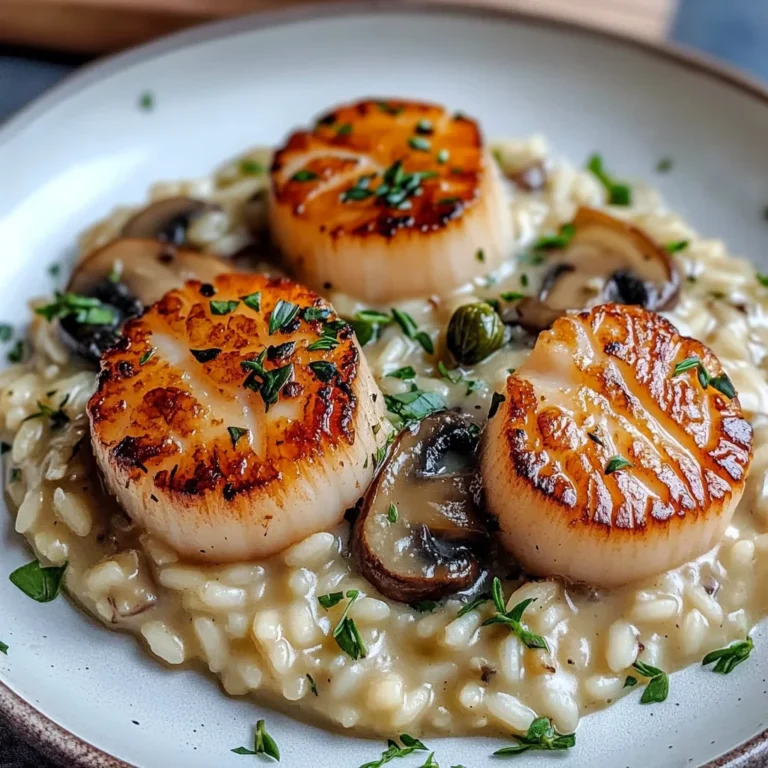Easy Seared Scallops with Mushroom Risotto