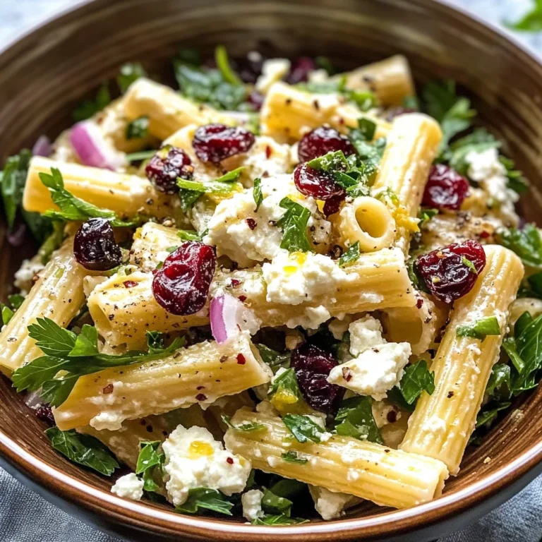 Feta & Cranberry Rigatoni Salad with Lemon Vinaigrette