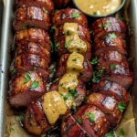 Mustard Hasselback Kielbasa Bites