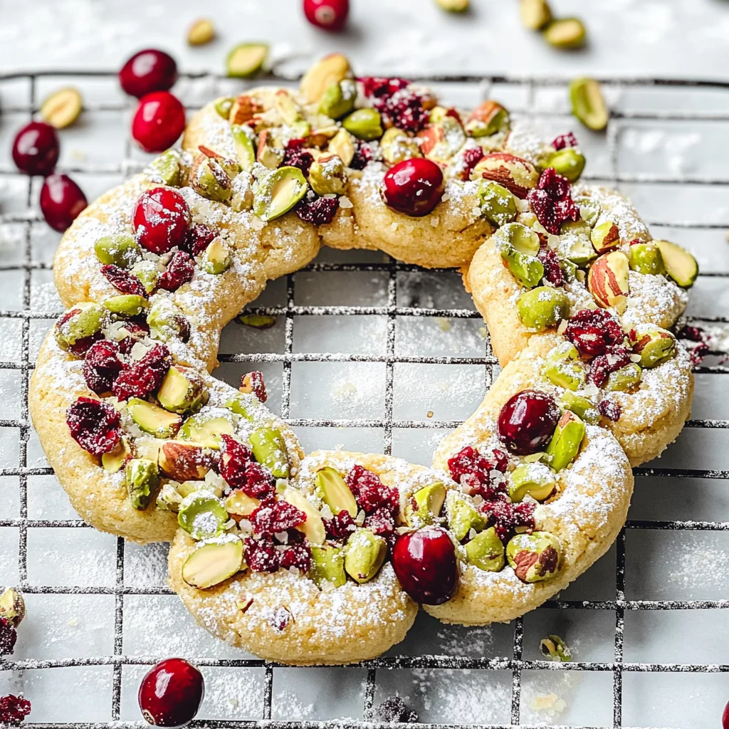 Pistachio Cranberry Wreath Cookies