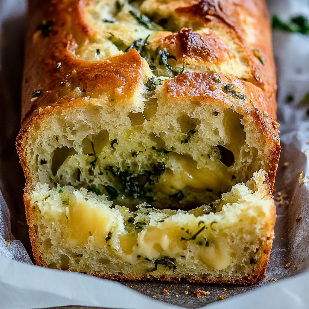 Cheese, Herb & Garlic Quick Bread (No Yeast)