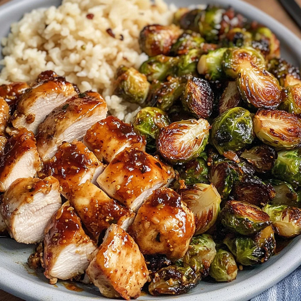 Air Fryer Sweet Chili Chicken and Brussels Sprouts