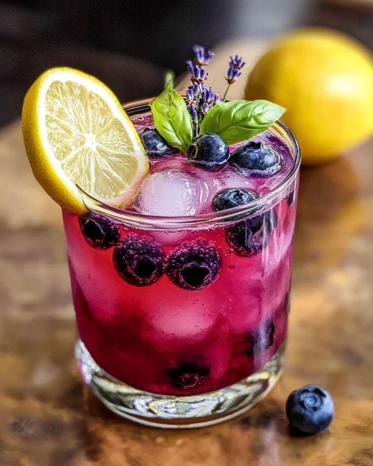 Blueberry Basil Lemon Lavender Mocktail