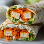 Buffalo Tofu Wrap with Easy Vegan Ranch