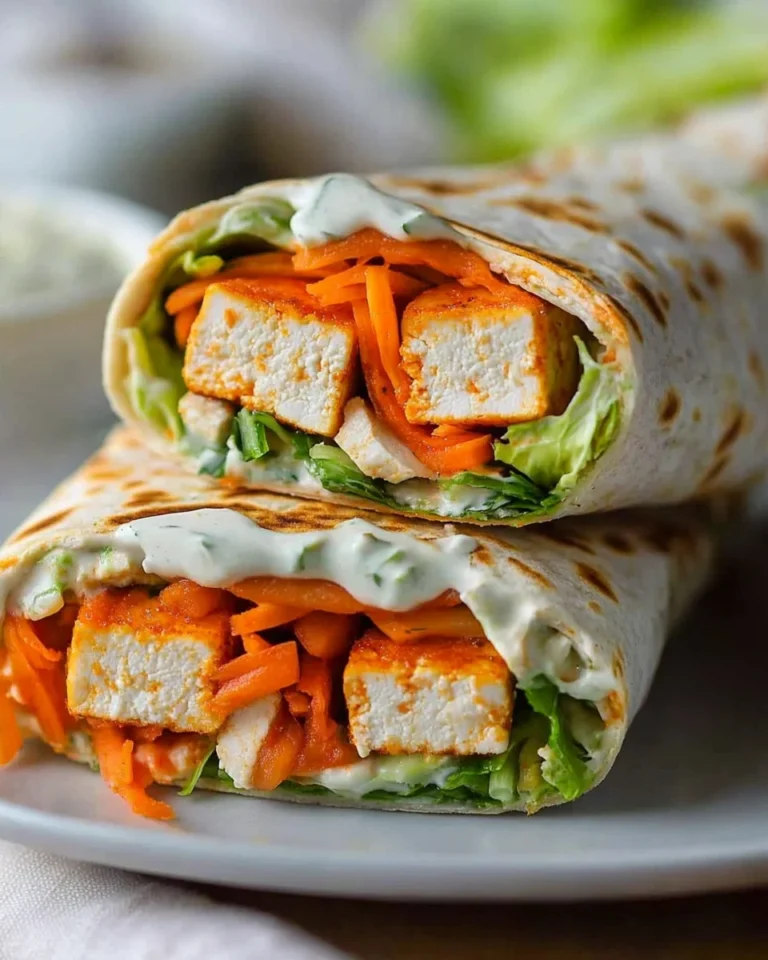 Buffalo Tofu Wrap with Easy Vegan Ranch