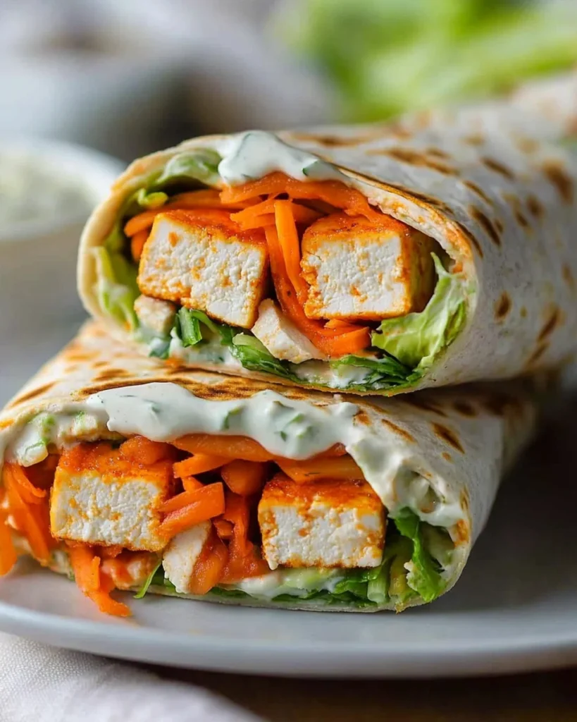 Buffalo Tofu Wrap with Easy Vegan Ranch