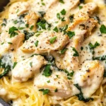 Chicken and Spinach Spaghetti Squash Alfredo