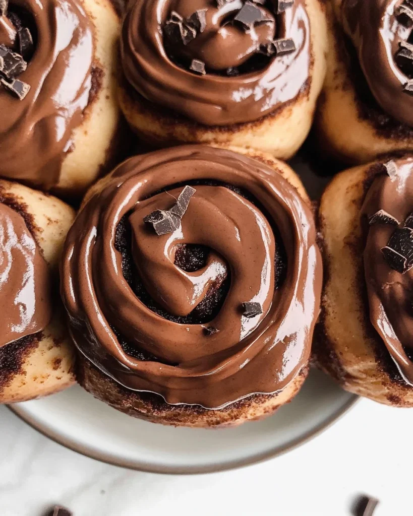 Chocolate cinnamon rolls with chocolate cream cheese frosting