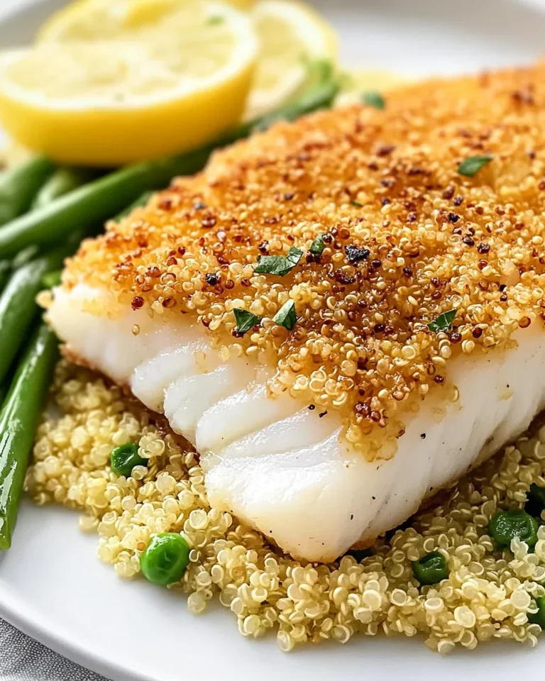 Garlic Lemon Cod with Crispy Quinoa Crust