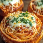 Spaghetti Garlic Bread Bowls