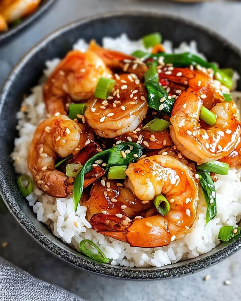 20 Minute Honey Garlic Shrimp & Rice Bowl