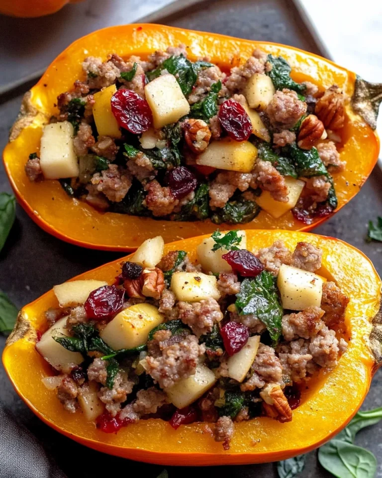 Apple Sausage Stuffed Butternut Squash