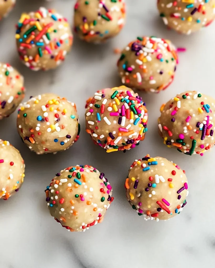 Applesauce Birthday Cake Protein Balls