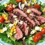 Balsamic Steak Gorgonzola Salad with Grilled Corn