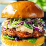 Chicken Teriyaki Burgers with Sesame Slaw