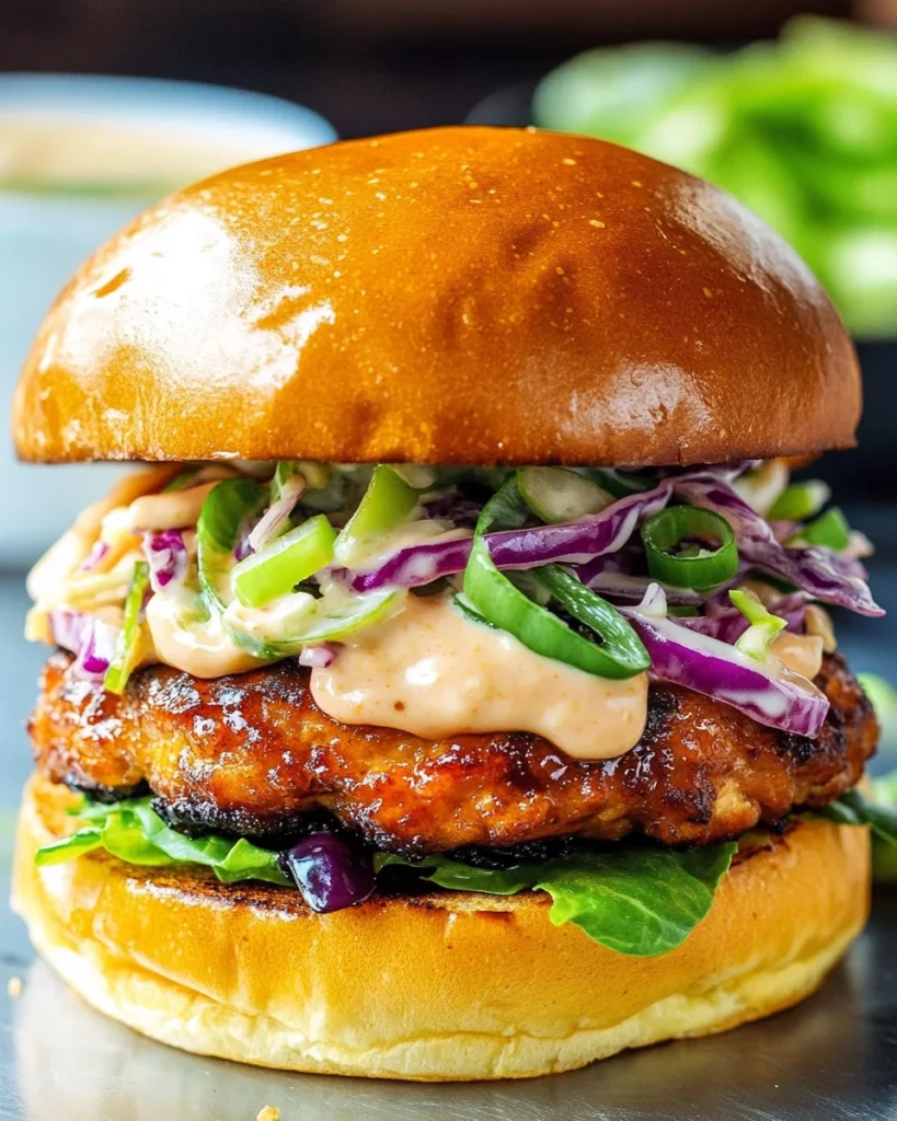 Chicken Teriyaki Burgers with Sesame Slaw