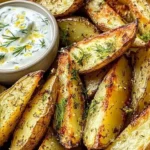 Greek Potato Wedges with Yogurt Sauce