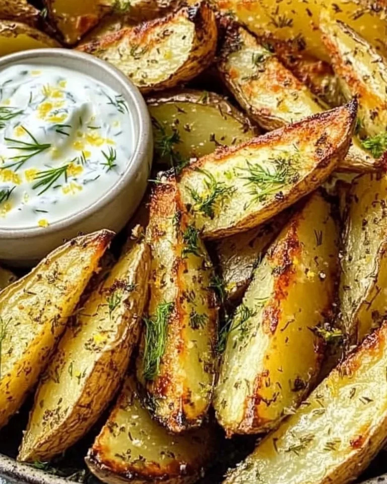 Greek Potato Wedges with Yogurt Sauce