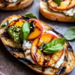 Grilled Peach and Burrata Crostini