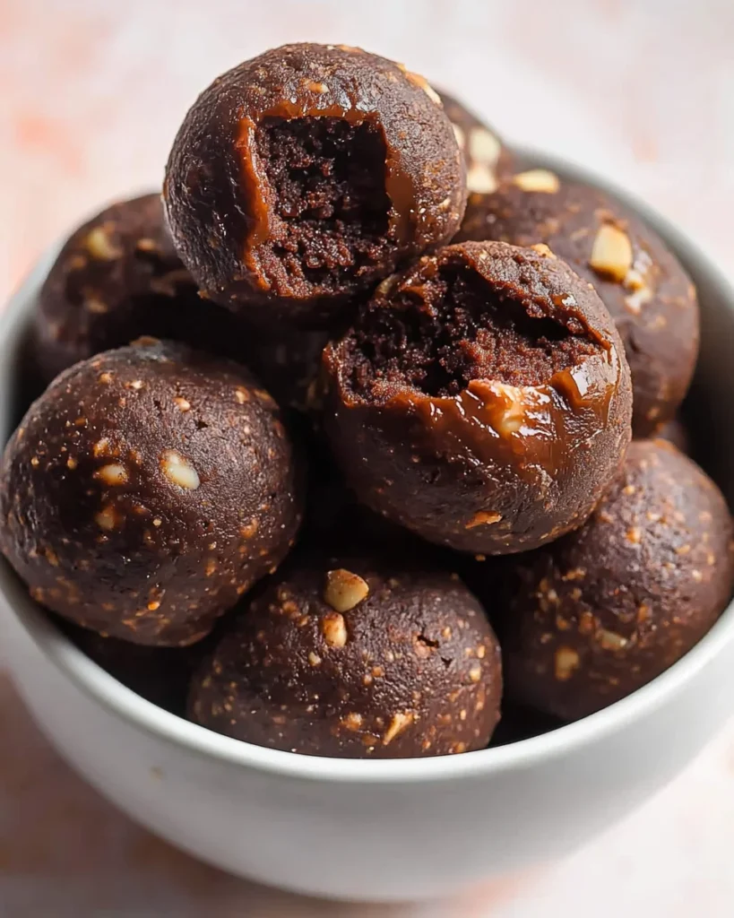 Ooey Gooey Brownie Batter Protein Balls (no bake and no blender required)