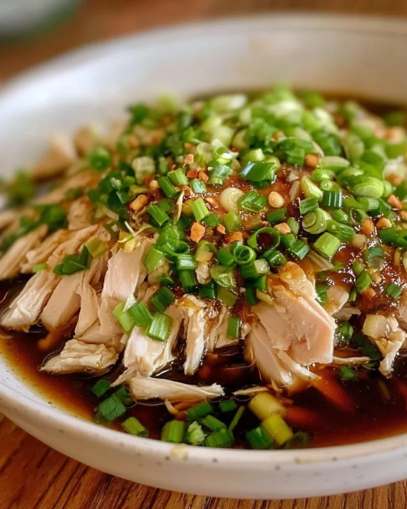 Poached Chicken with Scallion Ginger Sauce