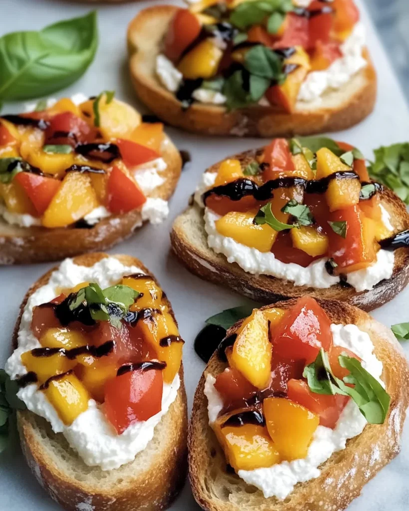 Quick Peach Bruschetta with Whipped Ricotta