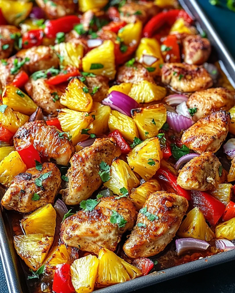 Sheet Pan Hawaiian Chicken with Pineapple and Peppers