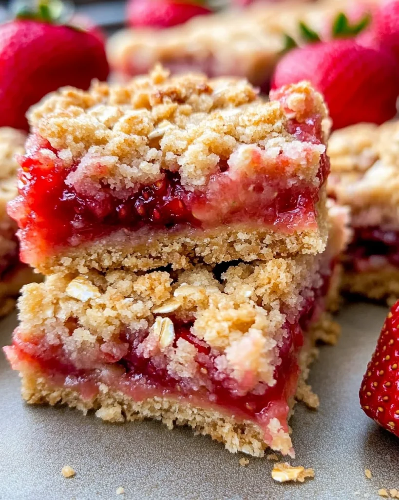 Strawberry Oatmeal Crumble Bars