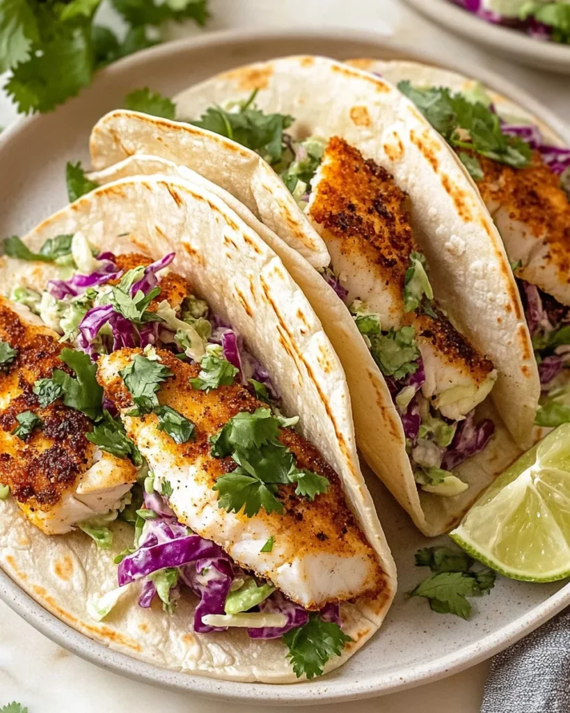 Air Fryer Fish Tacos with Cilantro Lime Slaw