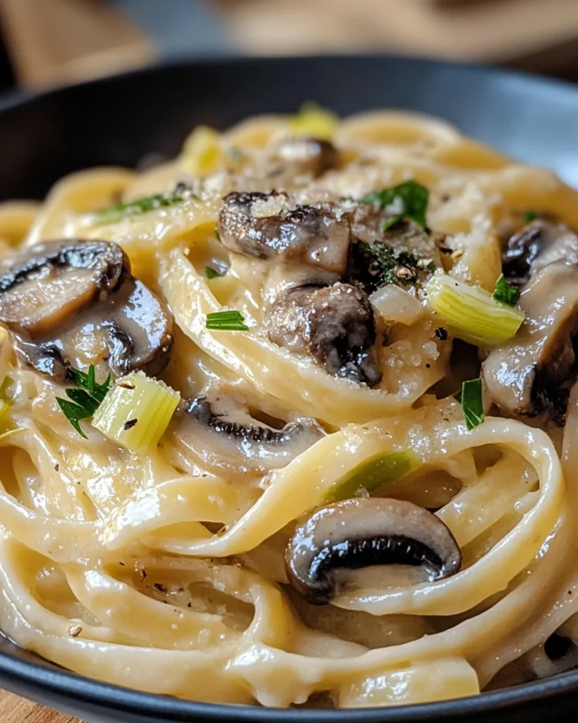 Caramelized Leek and Mushroom Gruyere Pasta