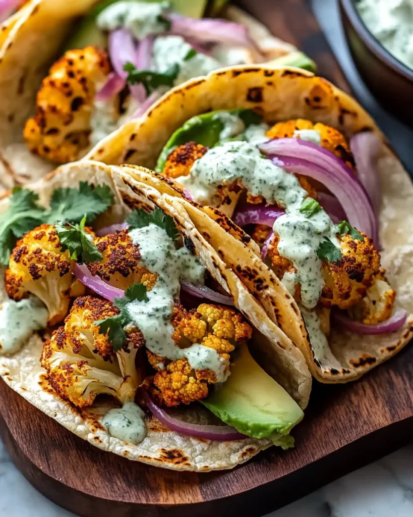 Cauliflower Tacos with Cilantro Lime Crema