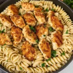 Garlic Parmesan Chicken Bites with Creamy Rotini