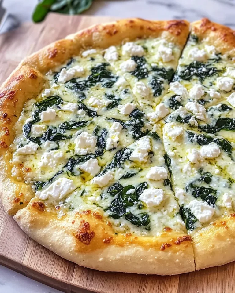Greek Roasted Garlic Spinach White Pizza