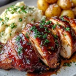 Honey Bbq Chicken & Creamy Garlic Parmesan Potatoes