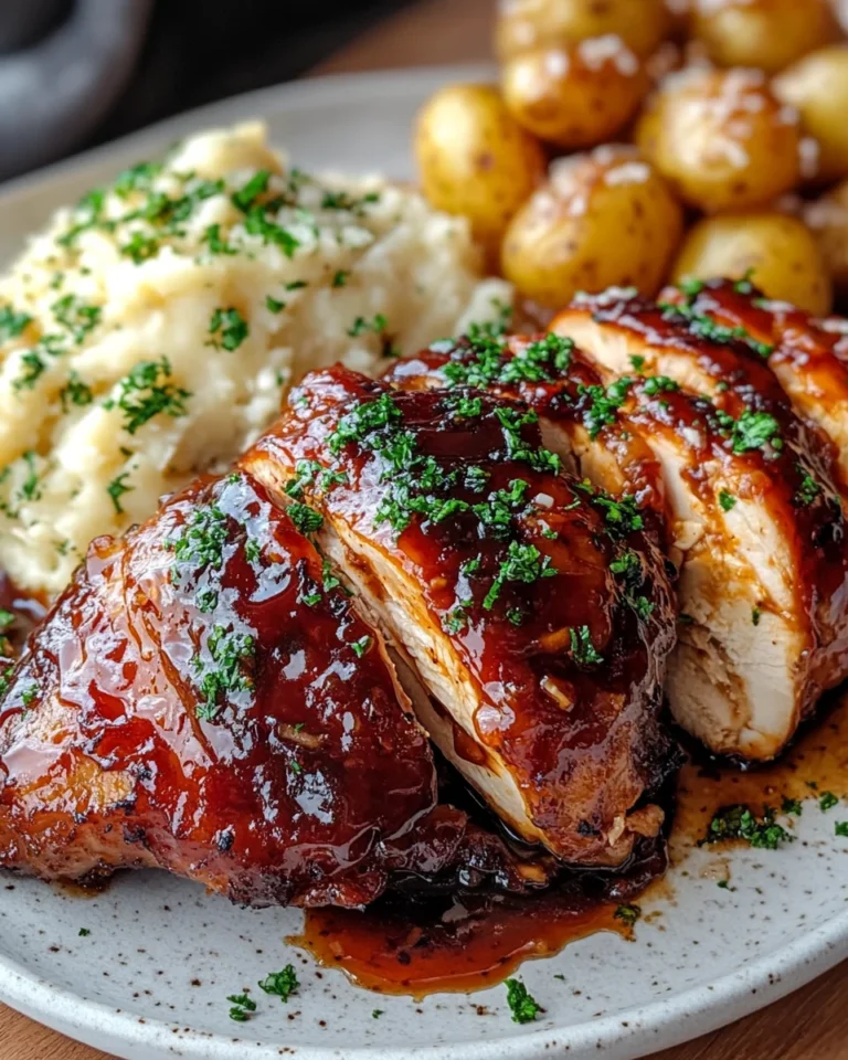 Honey Bbq Chicken & Creamy Garlic Parmesan Potatoes