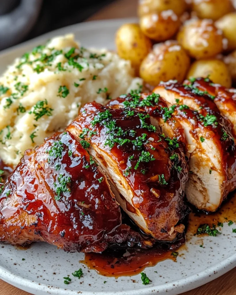 Honey Bbq Chicken & Creamy Garlic Parmesan Potatoes