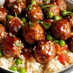 Honey Garlic Meatball Rice Bake