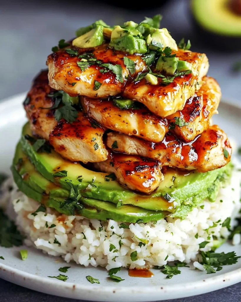 Honey Lime Chicken & Avocado Rice Stack