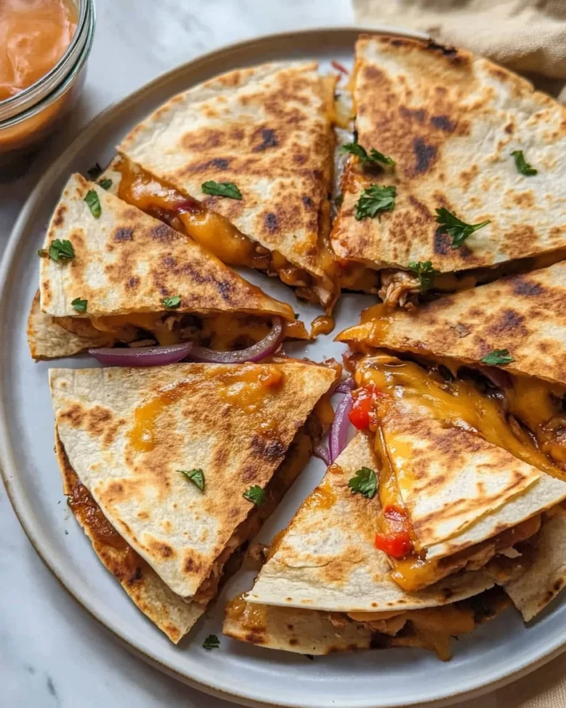 Hot Honey BBQ Chicken Quesadillas