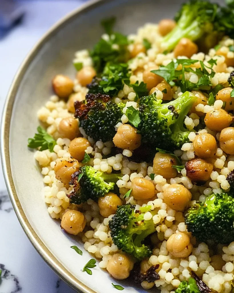 Lemon Couscous with Roasted Broccoli and Chickpeas