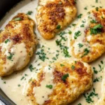 Parmesan Crusted Chicken with Creamy Garlic Sauce – Easy Family Dinner Recipe