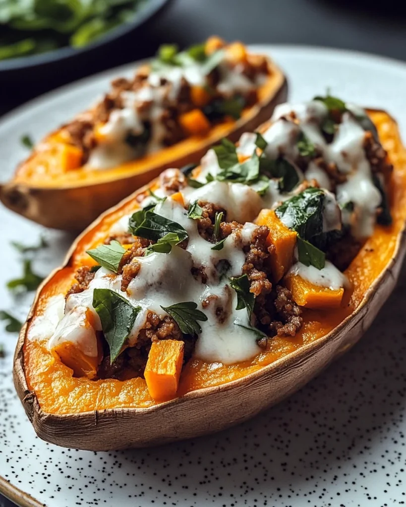 Protein loaded sweet potato boats
